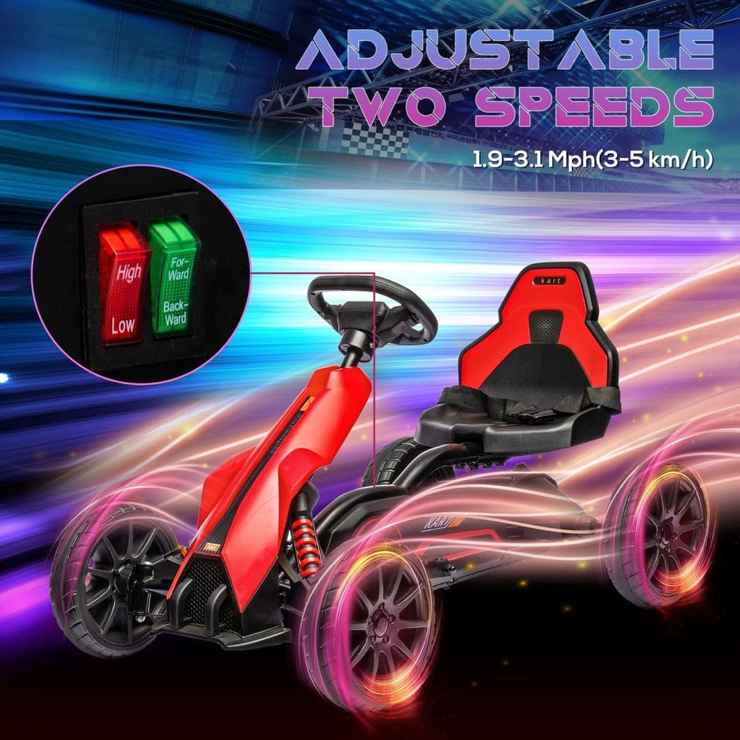 image-HOMCOM 12V Electric Go Kart with Forward Reversing 2 Speeds for 3-8 Yrs - Red