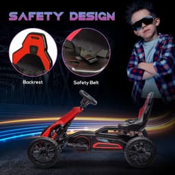 image-HOMCOM 12V Electric Go Kart with Forward Reversing 2 Speeds for 3-8 Yrs - Red