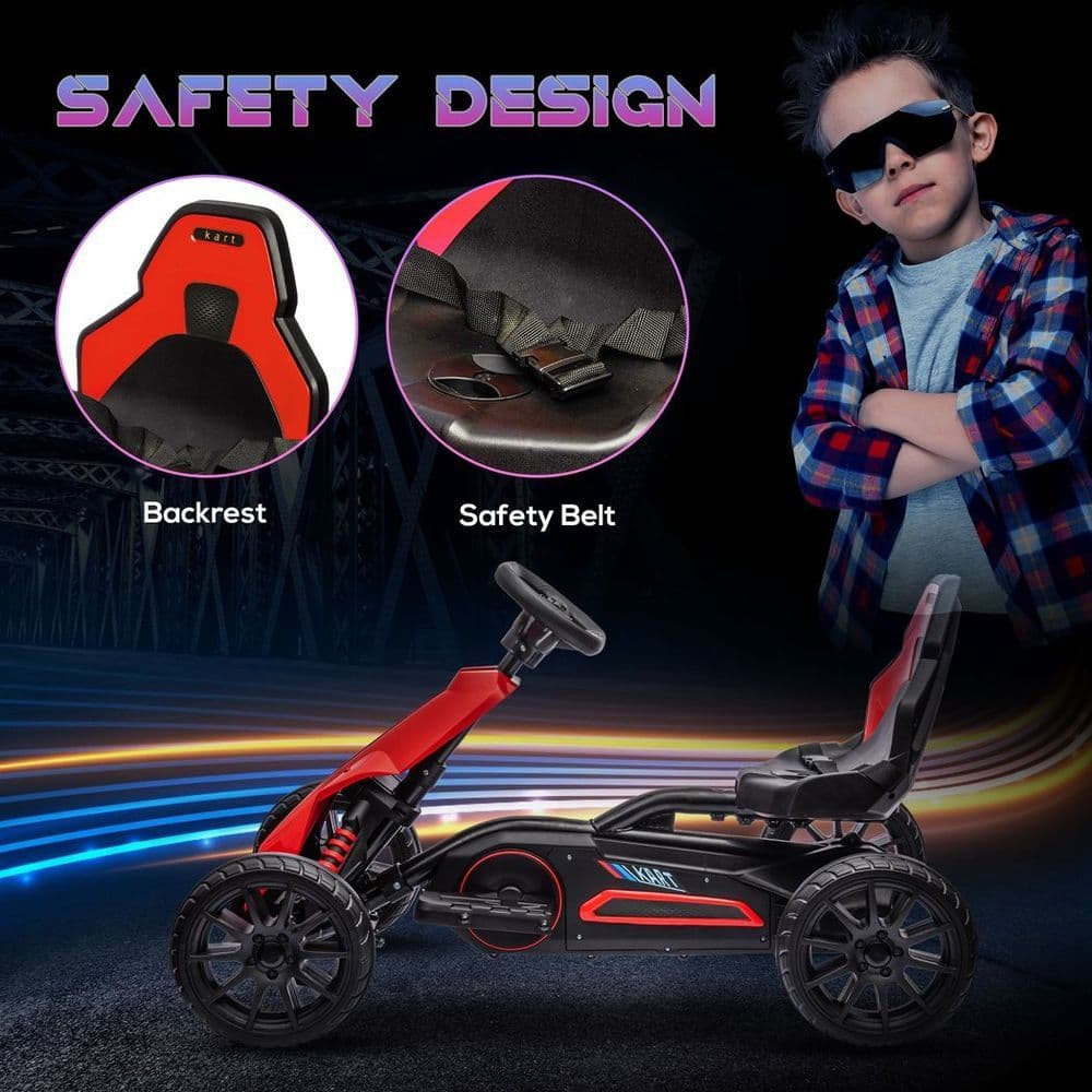 image-HOMCOM 12V Electric Go Kart with Forward Reversing 2 Speeds for 3-8 Yrs - Red
