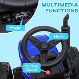 image-HOMCOM Ride on Tractor with Detachable Trailer, Remote Control, Music - Blue