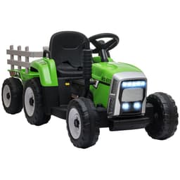 image-HOMCOM Ride on Tractor with Detachable Trailer, Remote Control, Music - Green