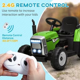 image-HOMCOM Ride on Tractor with Detachable Trailer, Remote Control, Music - Green