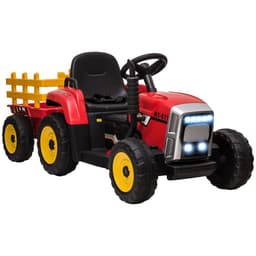 image-HOMCOM Ride on Tractor with Detachable Trailer, Remote Control, Music - Red