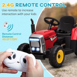 image-HOMCOM Ride on Tractor with Detachable Trailer, Remote Control, Music - Red