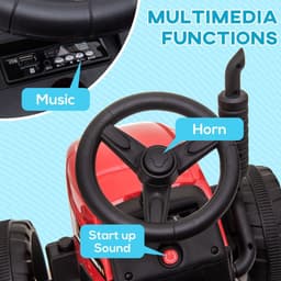 image-HOMCOM Ride on Tractor with Detachable Trailer, Remote Control, Music - Red