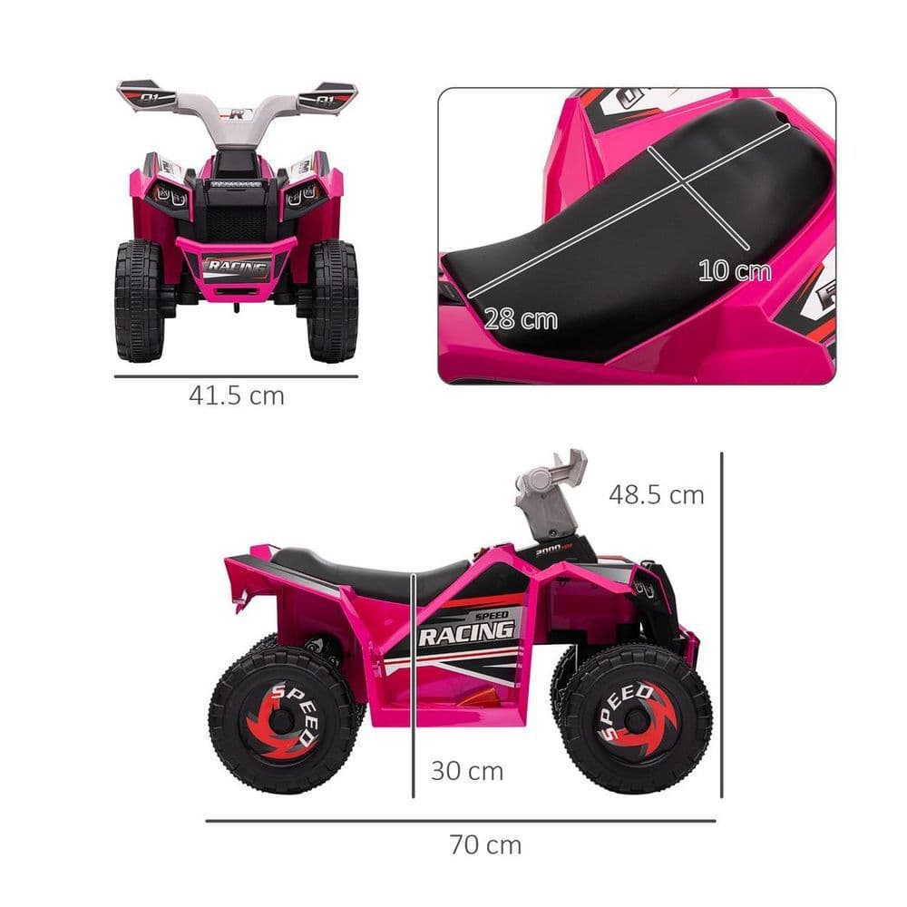 image-HOMCOM Electric Quad Bike, 6V Kids Ride-On ATV, for Ages 18-36 Months - Pink