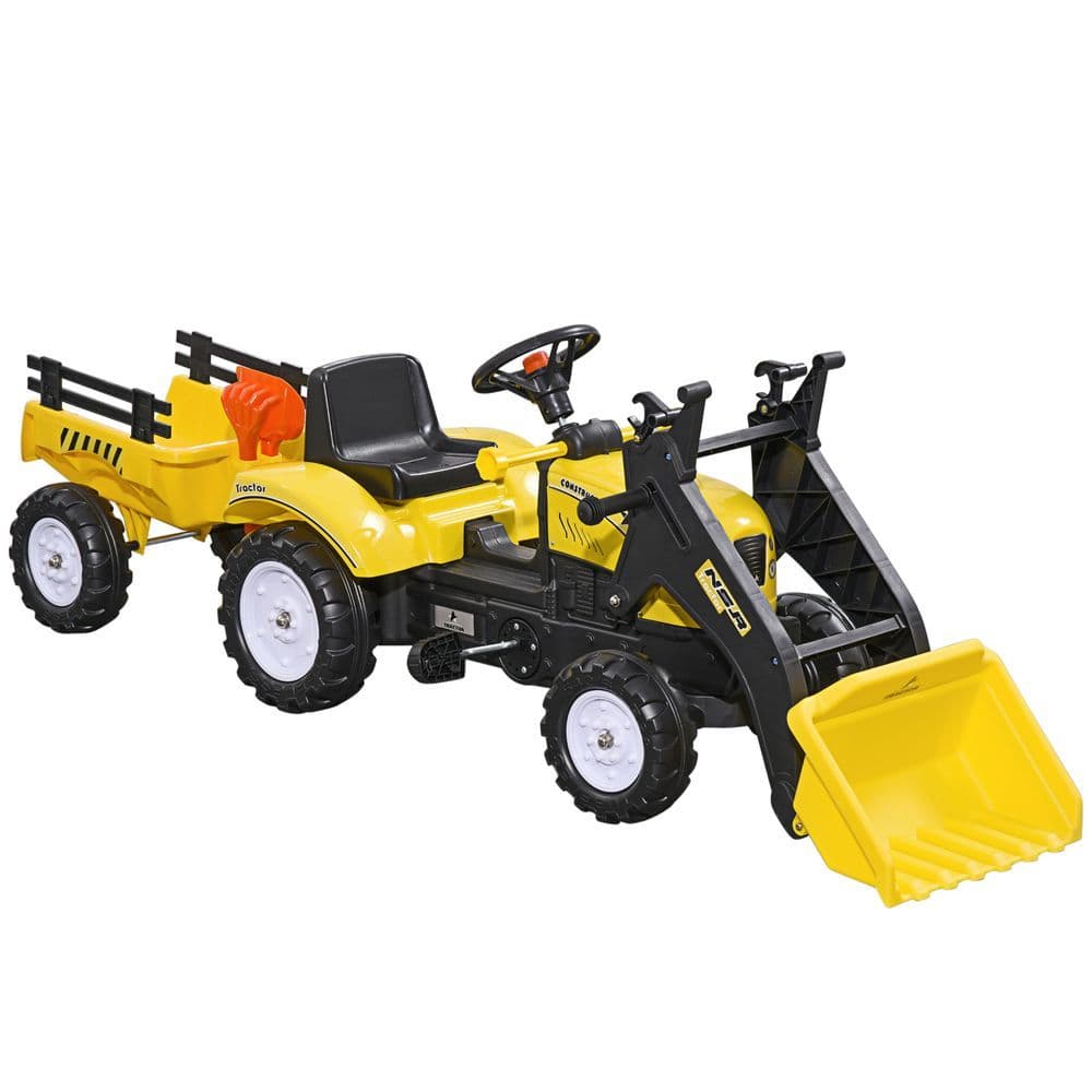image-HOMCOM Pedal Go Kart Ride on Excavator Wheels Tyres Kids Children -Yellow