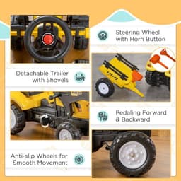 image-HOMCOM Pedal Go Kart Ride on Excavator Wheels Tyres Kids Children -Yellow
