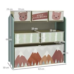 image-ZONEKIZ Kids Storage Units with 6 Boxes, Childrens Toy Storage Organiser, Green