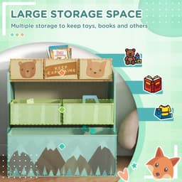 image-ZONEKIZ Kids Storage Units with 6 Boxes, Childrens Toy Storage Organiser, Green