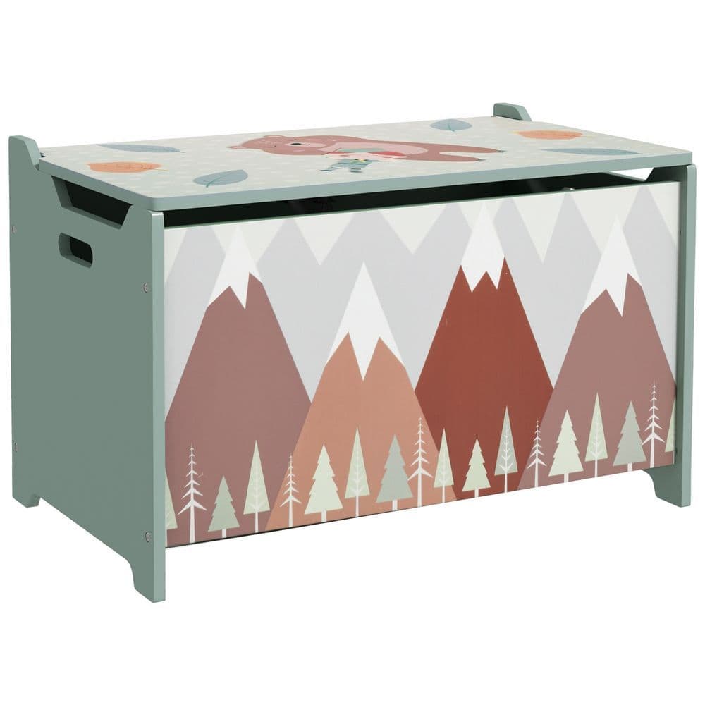 image-ZONEKIZ Toy Box, Kids Toy Chest with Lid, Safety Hinge - Green