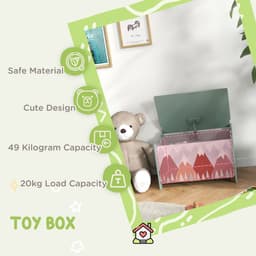 image-ZONEKIZ Toy Box, Kids Toy Chest with Lid, Safety Hinge - Green