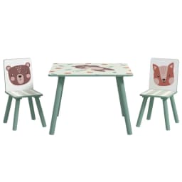 image-ZONEKIZ Kids Table and Chairs, Children Desk with 2 Chairs, Green
