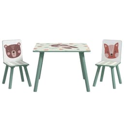 image-ZONEKIZ Kids Table and Chairs, Children Desk with 2 Chairs, Green