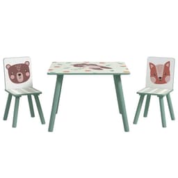 image-ZONEKIZ Kids Table and Chairs, Children Desk with 2 Chairs, Green