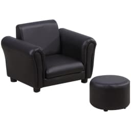 image-HOMCOM Kids Sofa Chair Set Armchair Seating Seat Bedroom Playroom Stool Black