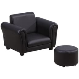 image-HOMCOM Kids Sofa Chair Set Armchair Seating Seat Bedroom Playroom Stool Black