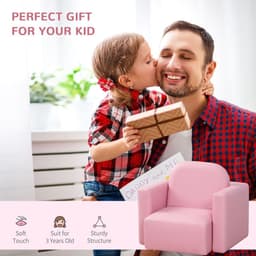image-HOMCOM Kids Mini Sofa 2 In 1 Table Chair Set Children Armchair Seat Girl Boys