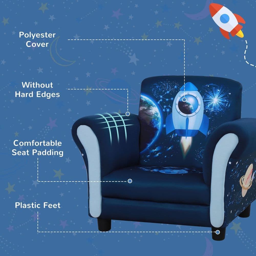 image-HOMCOM Child Armchair Kids Mini Sofa Chair with Armrest for 3-6 Years Old Blue