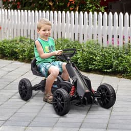 image-HOMCOM Children Pedal Go Kart with Adjustable Seat, Handbrake - Black
