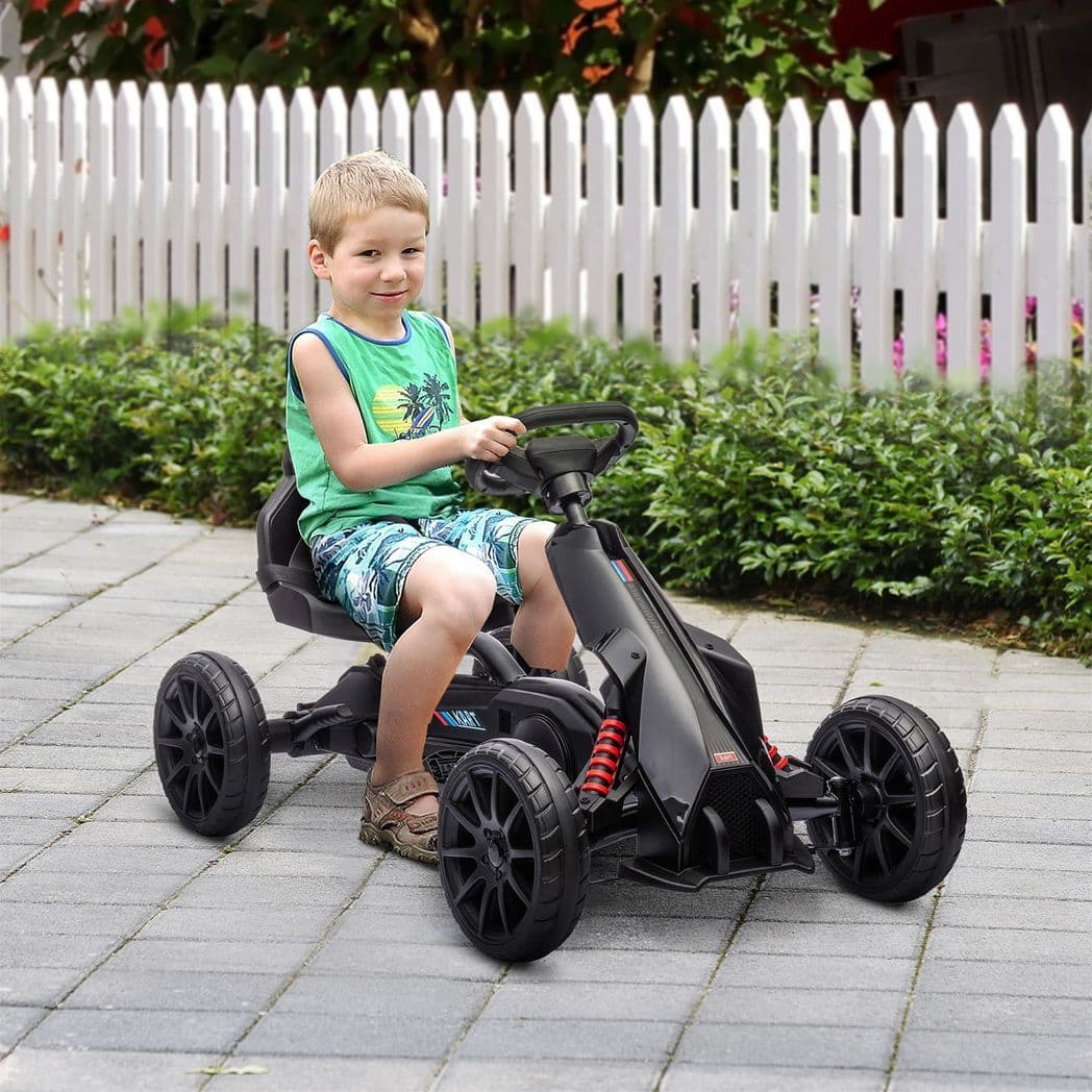 image-HOMCOM Children Pedal Go Kart with Adjustable Seat, Handbrake - Black