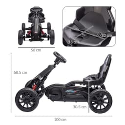 image-HOMCOM Children Pedal Go Kart with Adjustable Seat, Handbrake - Black