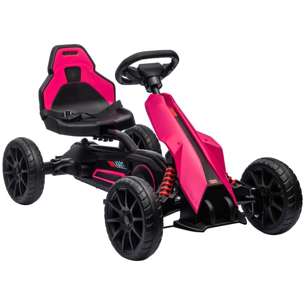 image-HOMCOM Children Pedal Go Kart with Adjustable Seat, Handbrake - Pink