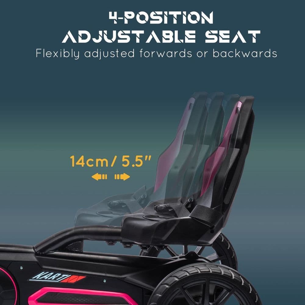 image-HOMCOM Children Pedal Go Kart with Adjustable Seat, Handbrake - Pink