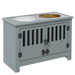 image-PawHut Raised Dog Bowls for Large Dogs Feeding Station with Stand Storage - Grey