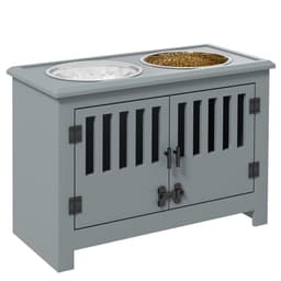 image-PawHut Raised Dog Bowls for Large Dogs Feeding Station with Stand Storage - Grey