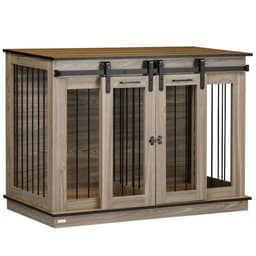image-PawHut Dog Crate for Large Dogs, Double Dog Cage for Small Dog, Oak Tone