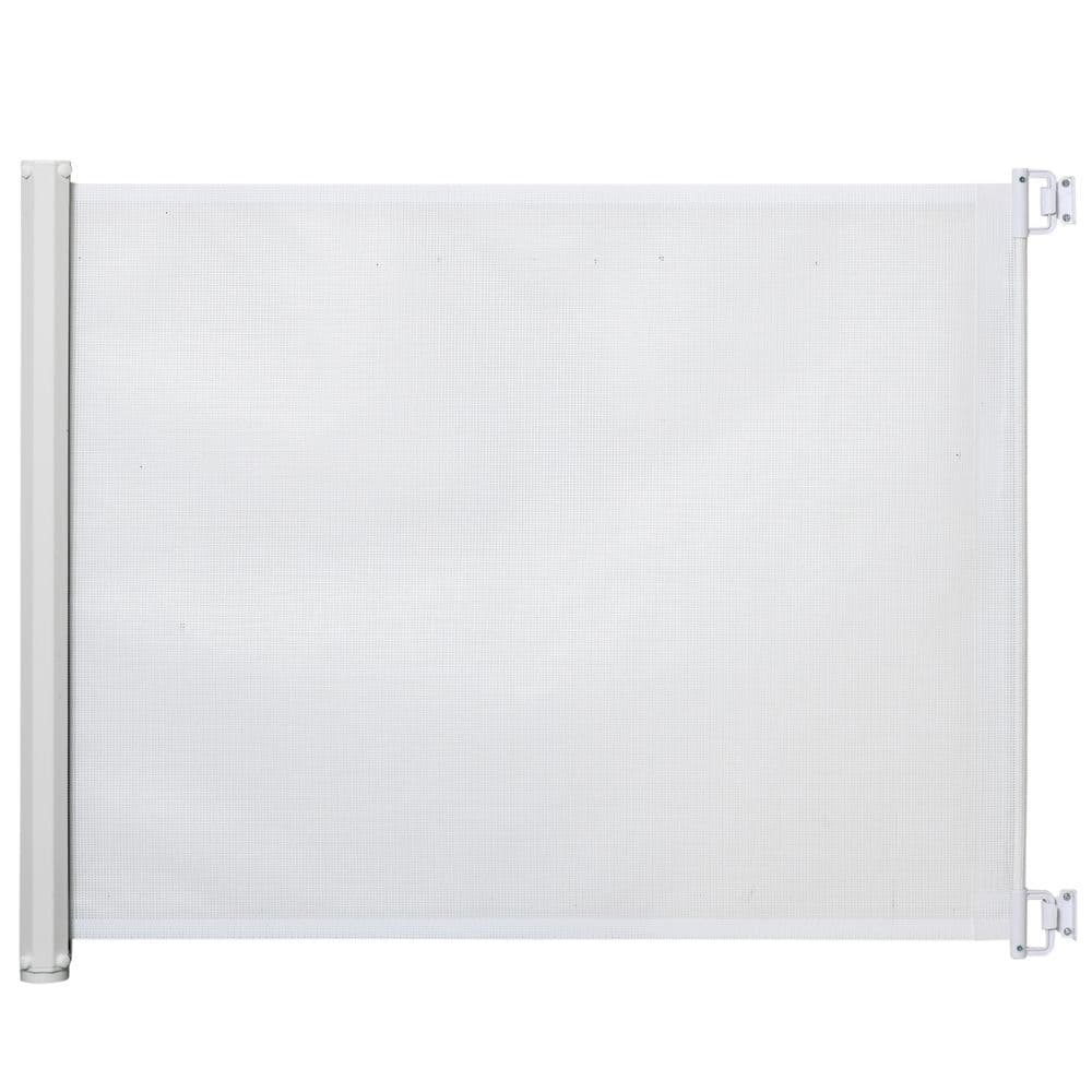 image-PawHut Retractable Pet Safety Gate, Folding Stair Barrier, Guard Door - White