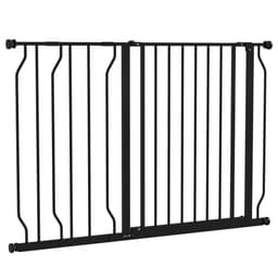 image-PawHut Dog Gate Wide Stair Gate with Door Pressure Fit, 75-115W cm, Black