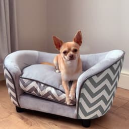 image-PawHut Dog Sofa Pet Couch for XS Dogs with Removable Sponge Padded Cushion Grey