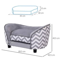 image-PawHut Dog Sofa Pet Couch for XS Dogs with Removable Sponge Padded Cushion Grey
