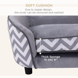 image-PawHut Dog Sofa Pet Couch for XS Dogs with Removable Sponge Padded Cushion Grey