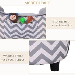 image-PawHut Dog Sofa Pet Couch for XS Dogs with Removable Sponge Padded Cushion Grey
