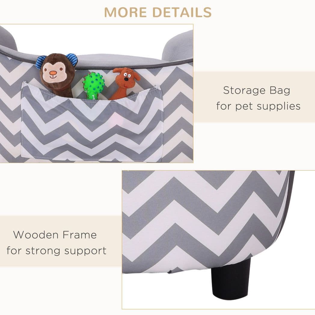 image-PawHut Dog Sofa Pet Couch for XS Dogs with Removable Sponge Padded Cushion Grey