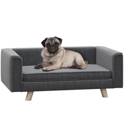 image-PawHut Elevated Dog Sofa Bed with Cushion for Medium and Small Dogs, Grey