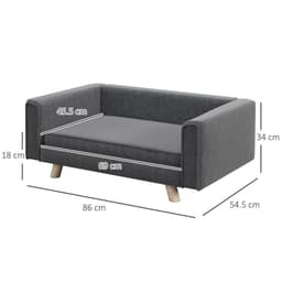 image-PawHut Elevated Dog Sofa Bed with Cushion for Medium and Small Dogs, Grey
