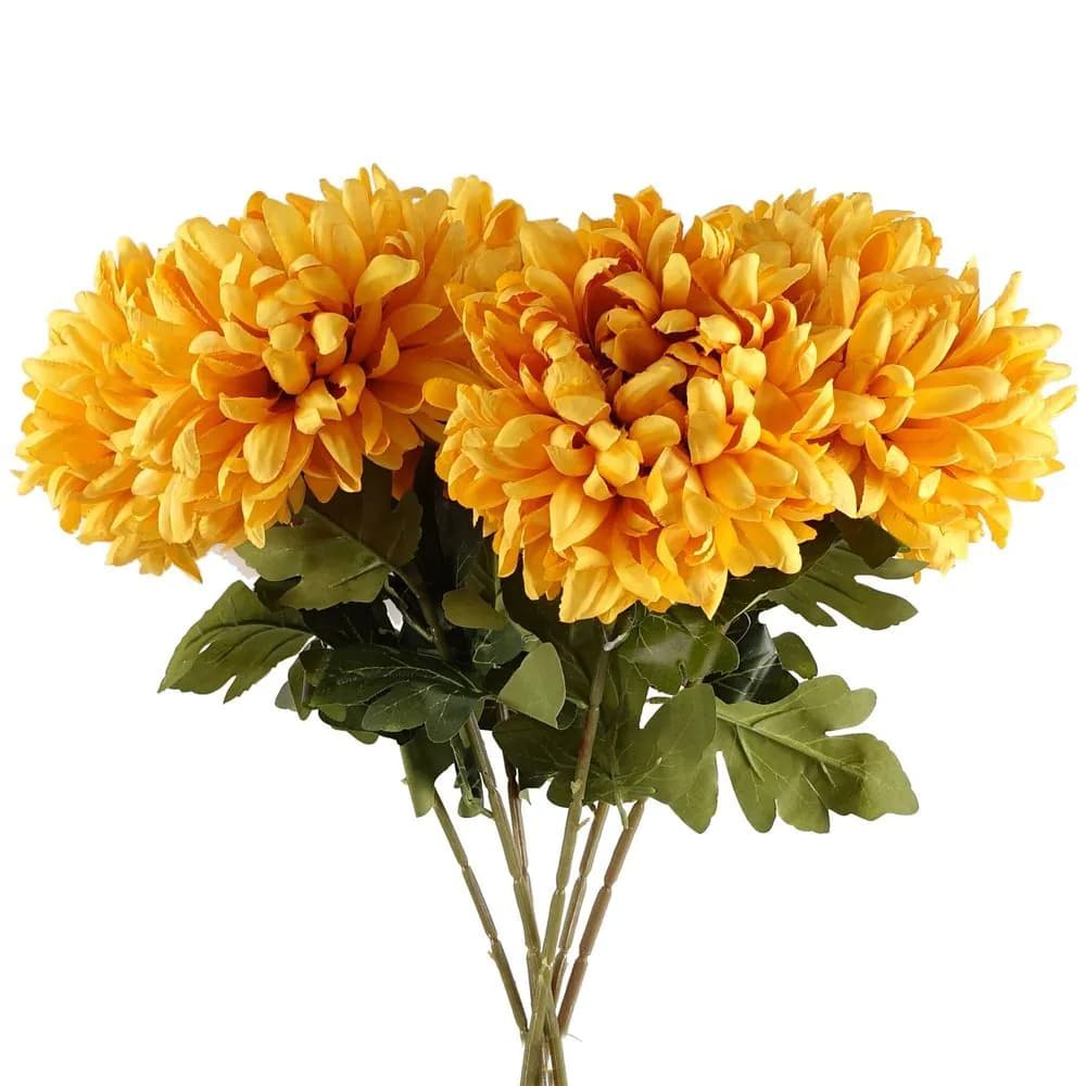 image-Pack of 6 x 75cm Extra Large Reflex Chrysanthemum - Gold