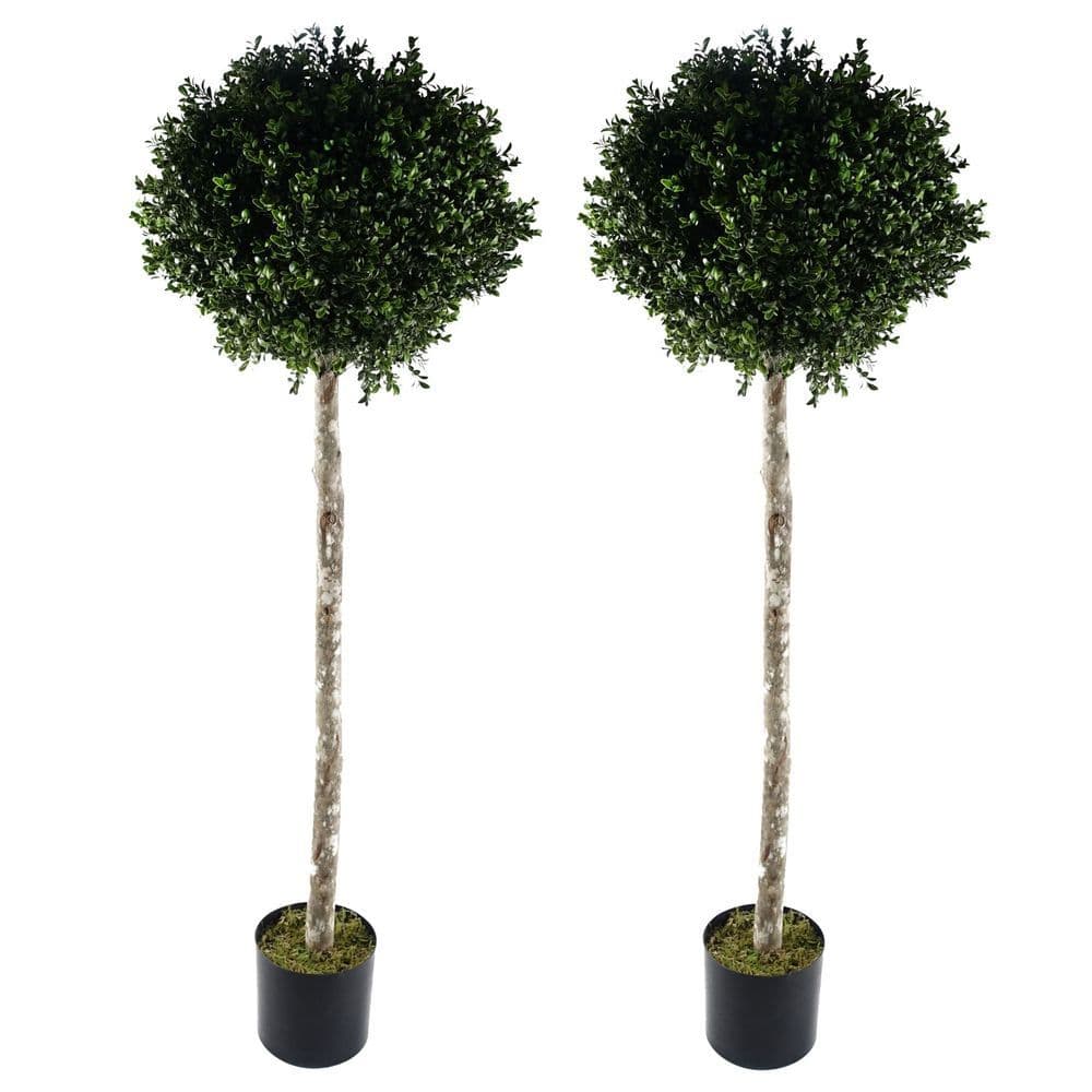 image-140cm Pair of Buxus Ball Artificial Tree UV Resistant Outdoor Topiary