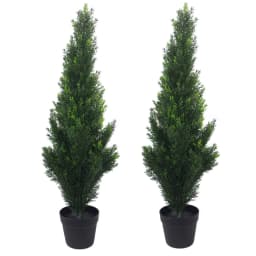 image-90cm Pair of Artificial Cedar Cypress Topiary UV Resistant