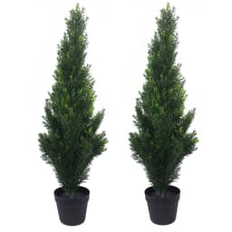 image-90cm Pair of Artificial Cedar Cypress Topiary UV Resistant