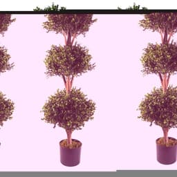 image-120cm Pair of Buxus Triple Ball Artificial Tree UV Resistant Outdoor Topiary