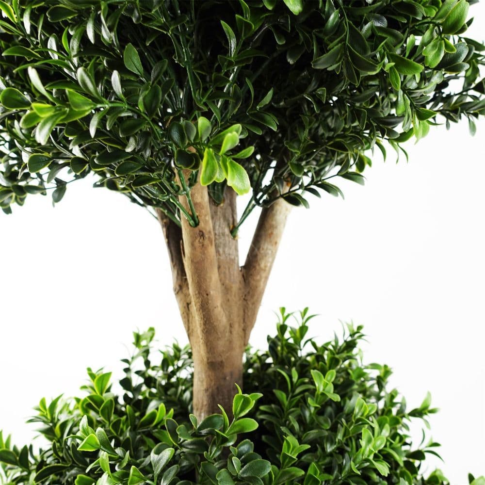 image-120cm Pair of Buxus Triple Ball Artificial Tree UV Resistant Outdoor Topiary