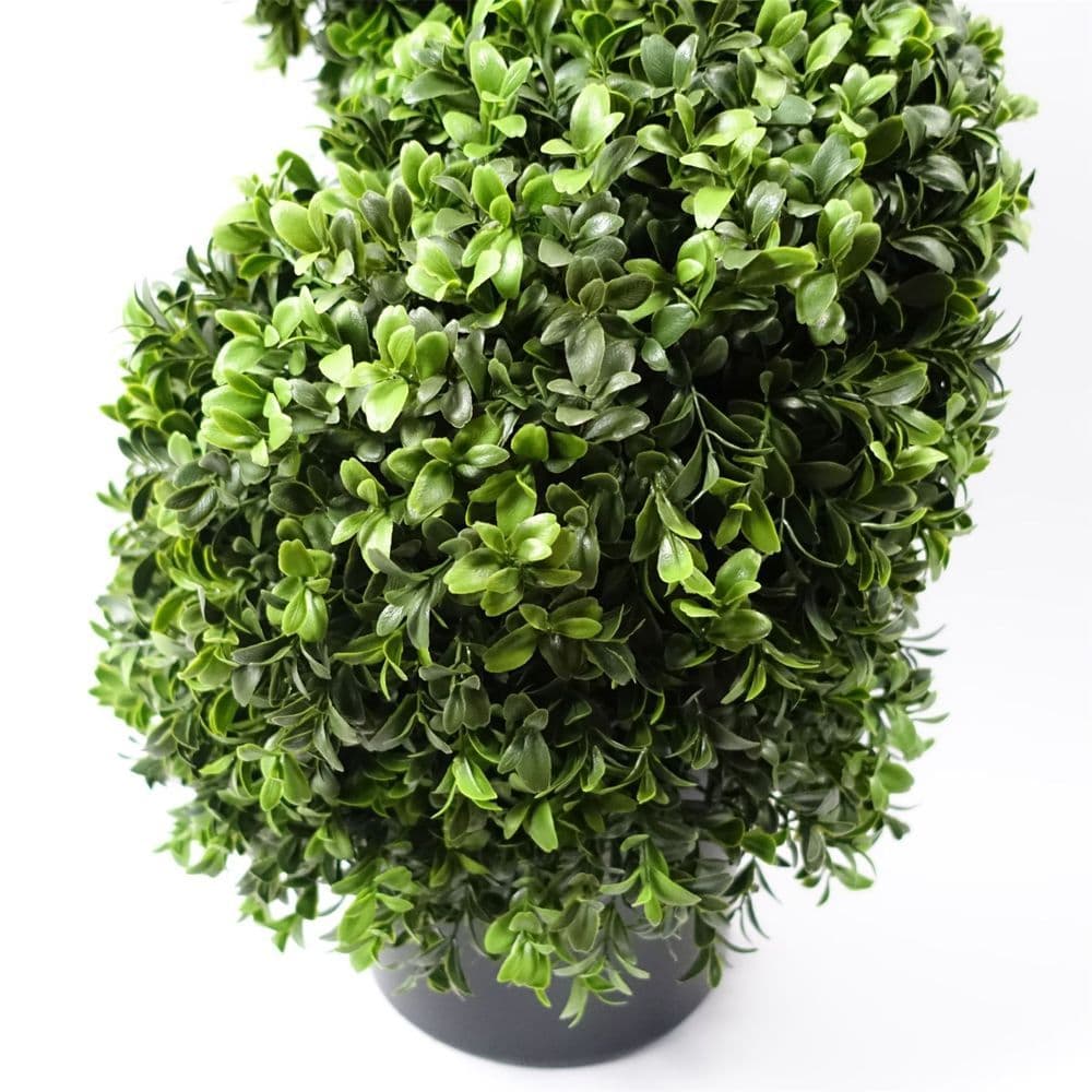 image-120cm Pair of Spiral Buxus Artificial Tree UV Resistant Outdoor
