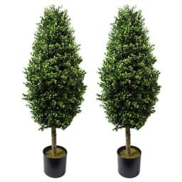 image-120cm Pair of Buxus Ball Cone Artificial Tree UV Resistant Outdoor
