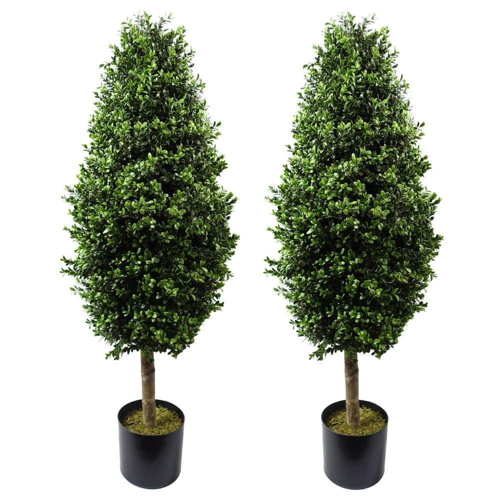 image-120cm Pair of Buxus Ball Cone Artificial Tree UV Resistant Outdoor