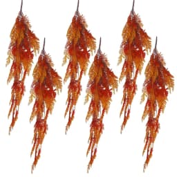image-6 x 100cm Artificial Hanging Maidenhair Fern Plant Autumn Orange